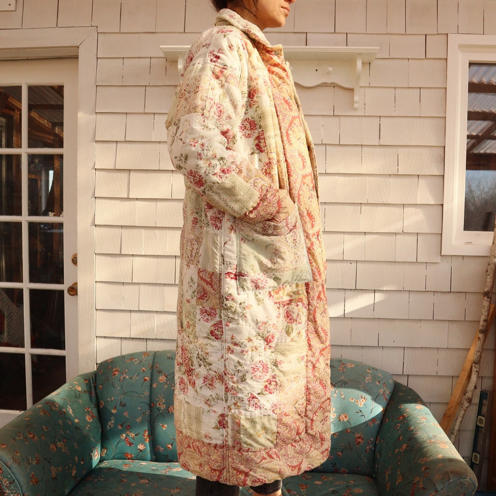 Upcycled Patchwork Quilt Duster Jacket Vintage M • L - Picture 9 of 10
